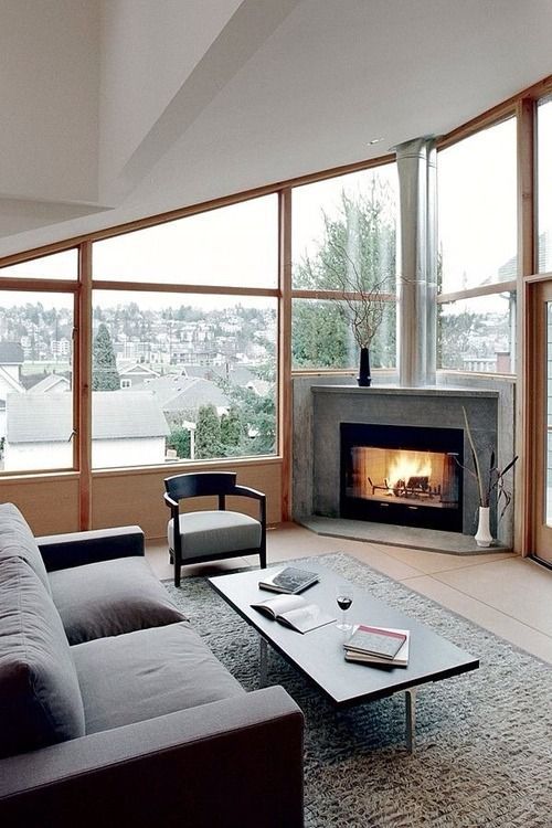 Modern Corner Fireplace #fireplace #fireplaceideas #corner #decorhomeideas