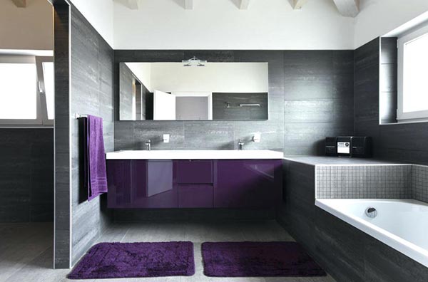 Modern purple bathroom design #purplebathroom #purple #bathroom #lavender #bathroomideas #decorhomeideas