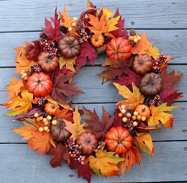 Pumpkin Harvest Wreath #wreath #falldecor #fallwreath #falldecoration #decorhomeideas