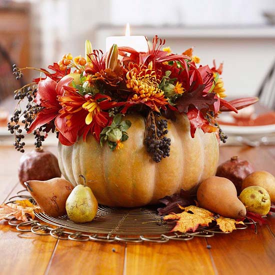 Pumpkin Vase Centerpiece #pumpkindecor #centerpiece #falldecor #decorhomeideas