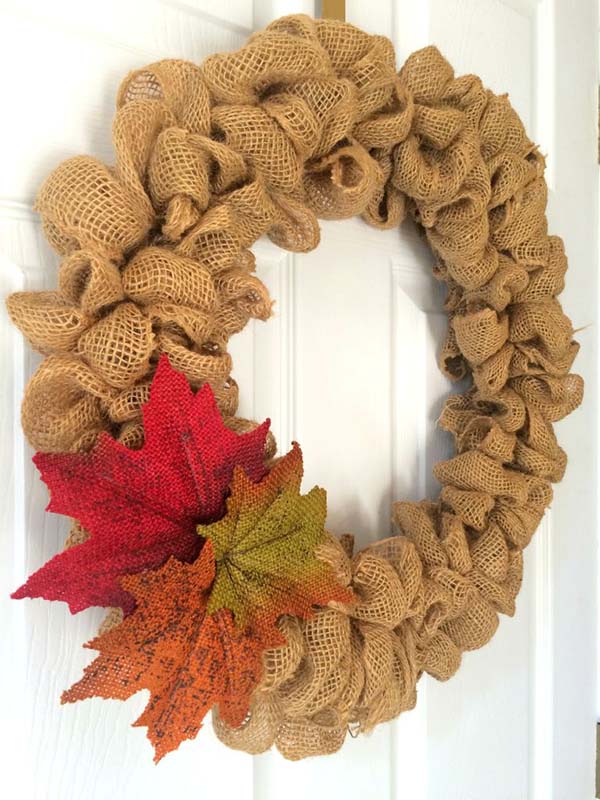 Rustic Fall Burlap Bubble Wreath Front Door Decoration #falldecor #fallfrontdoor #frontdoor #decorhomeideas