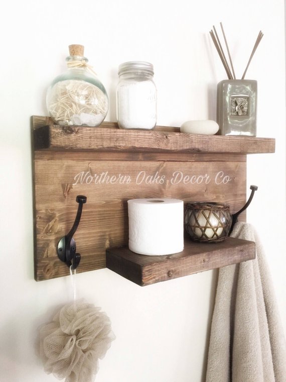 Rustic Farmhouse Shelf #countrybathroom #countrydecor #bathroom #farmhouse #decorhomeideas