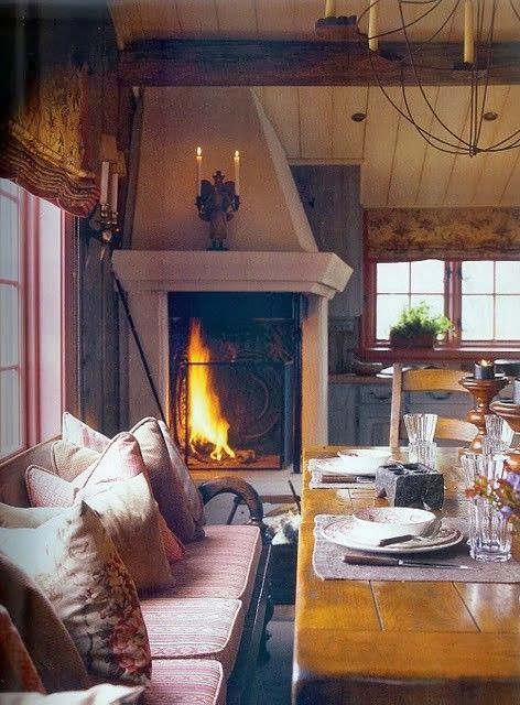 Rustic Interior With Corner Fireplace #fireplace #fireplaceideas #corner #decorhomeideas