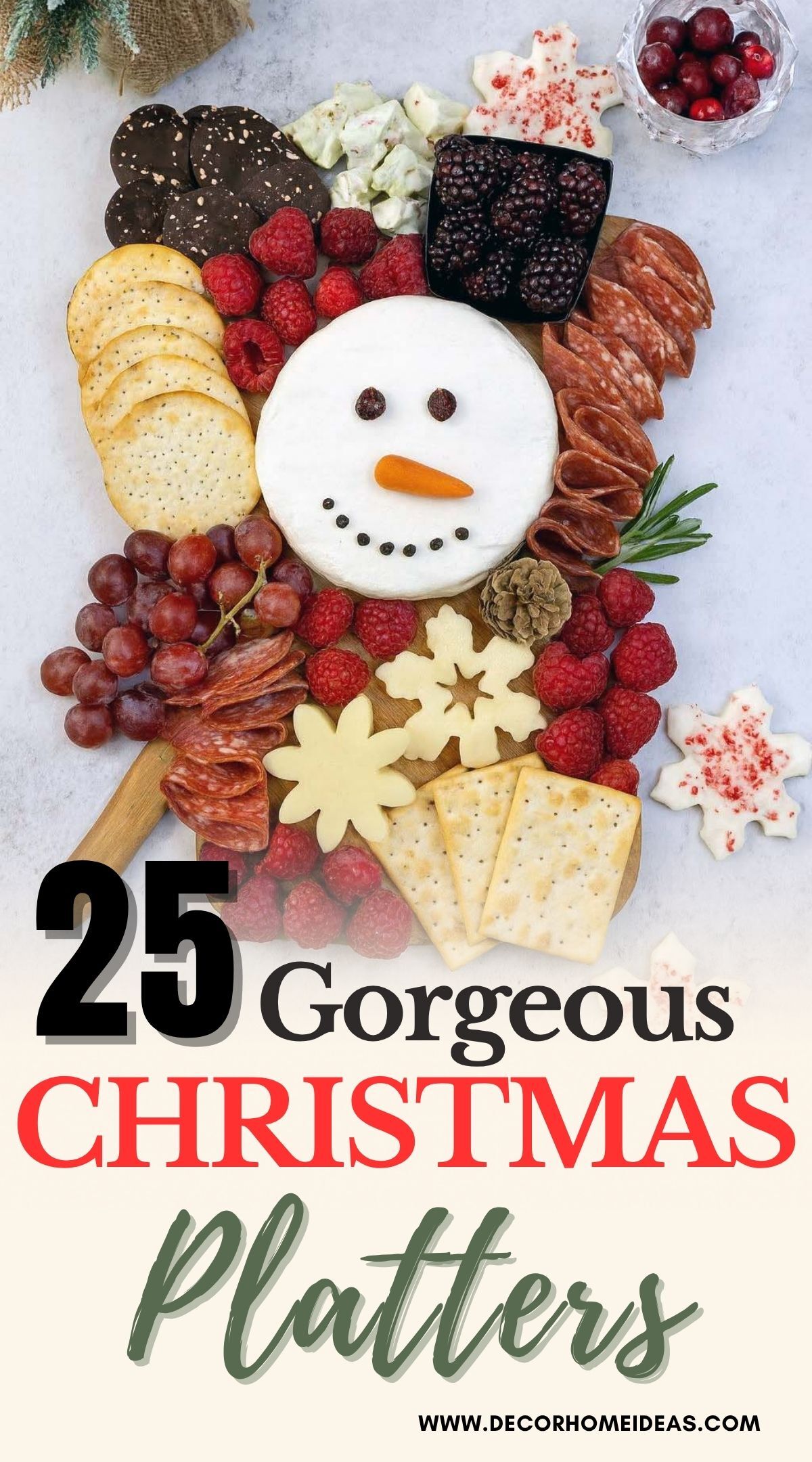 Looking for festive food inspiration? 🎄 These yummy Christmas platters are the perfect mix of sweet and savory &mdash; from candy cane fruit boards to holiday cheese trays shaped like trees and snowmen. Fun, creative, and totally delicious! Save these ideas for your holiday parties!