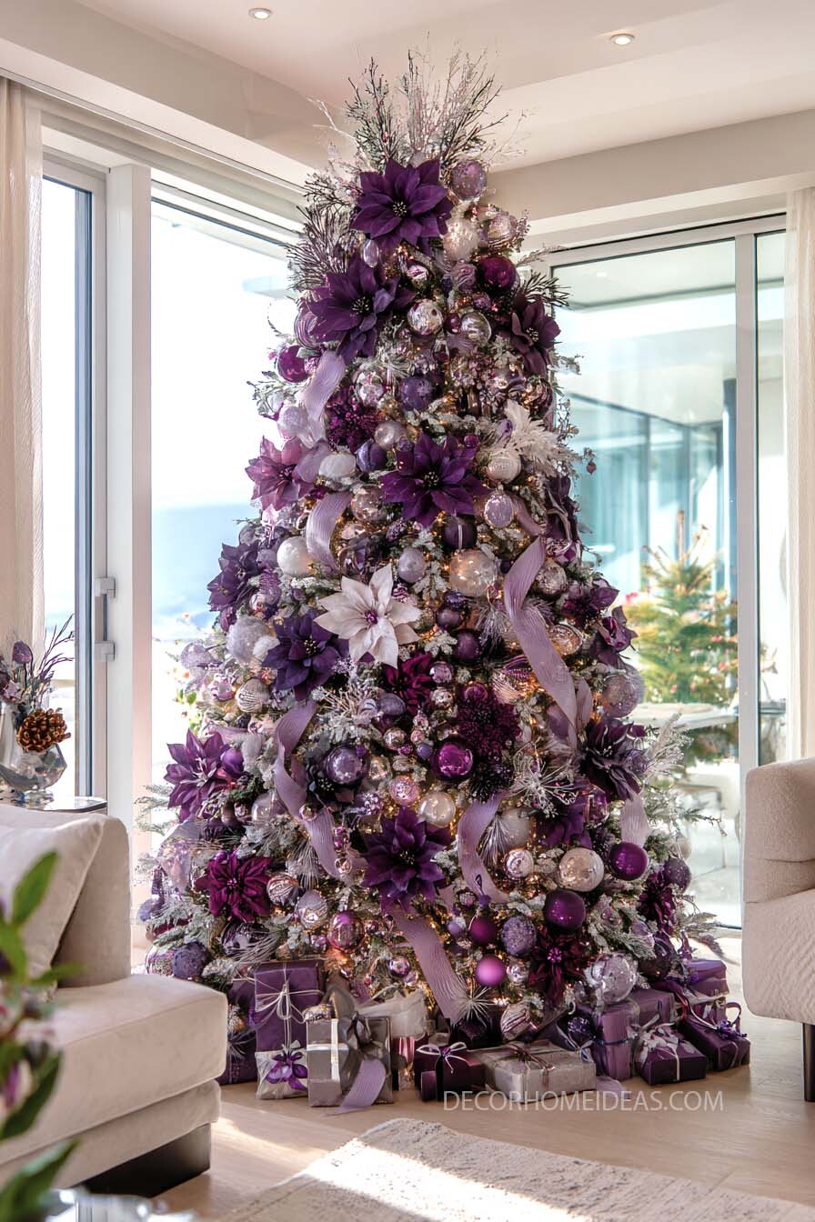 Beautiful Purple and Silver Christmas Tree