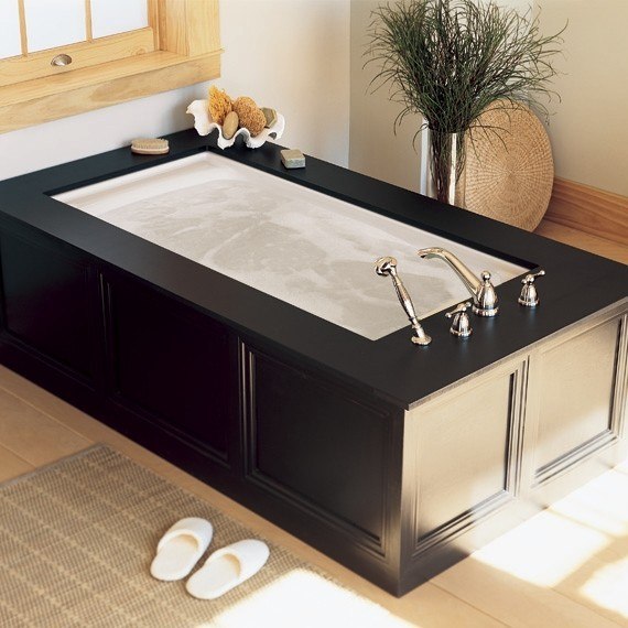 Black Decorated Drop-In Tub #dropintub #bathtub #tub #ideas #decorhomeideas