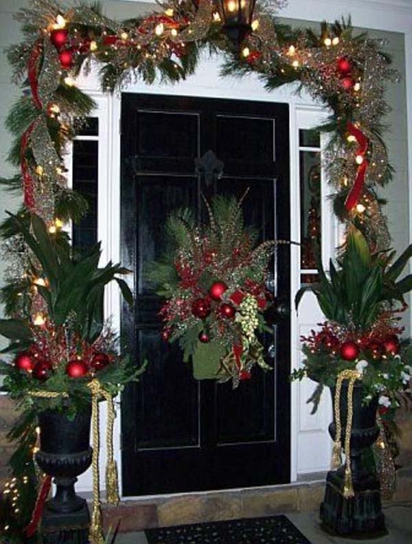 Black Front Door Christmas Decoration