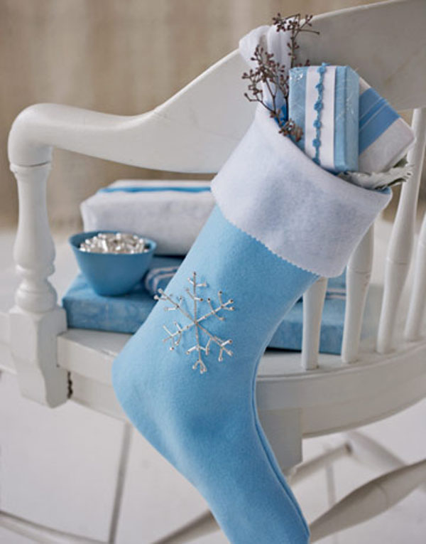 Blue Stocking for Christmas #Christmas #Christmasdecor #blue #silver #turquoise #decorhomeideas