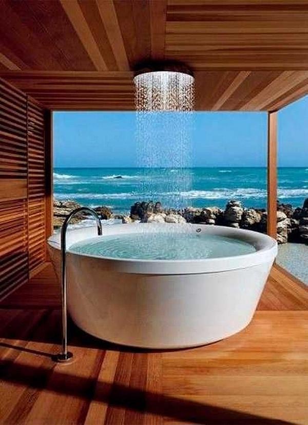 Ceiling Waterfall Bathtub #bathtub #tub #cooltub #bathroom #decorhomeideas