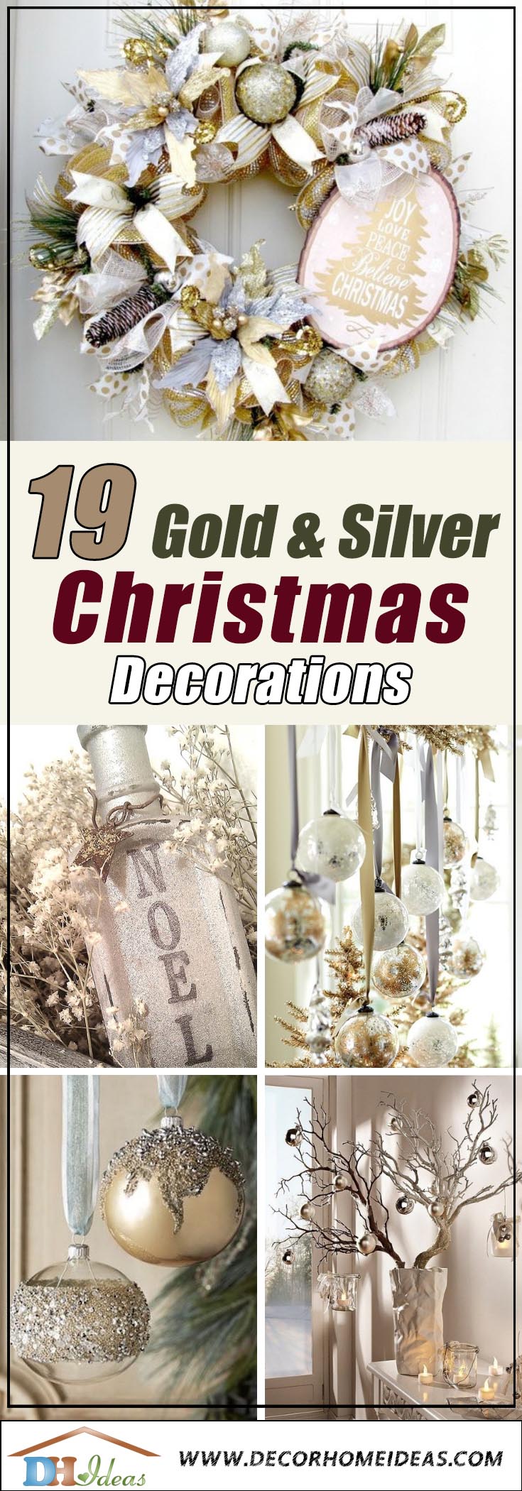 Christmas Decorations In Gold and Silver