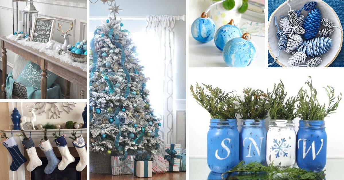 Christmas Decorations in Blue Silver Turquoise