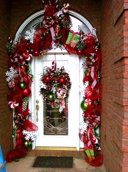 Christmas Door Decor Red Garlands
