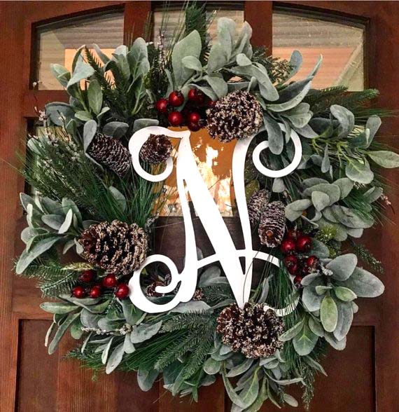 Christmas Front Door Wreath #farmhouse #Christmas #Christmasdecor #farmhousedecor #decorhomeideas