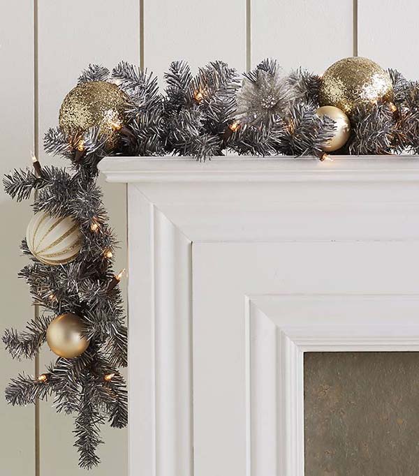 Christmas Garland In Silver And Gold