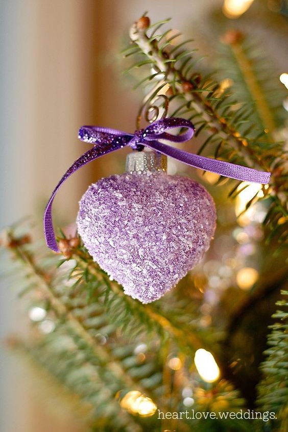 Christmas Heart Shaped Purple Ornament #Christmasdecor #purple #Christmas #decorhomeideas