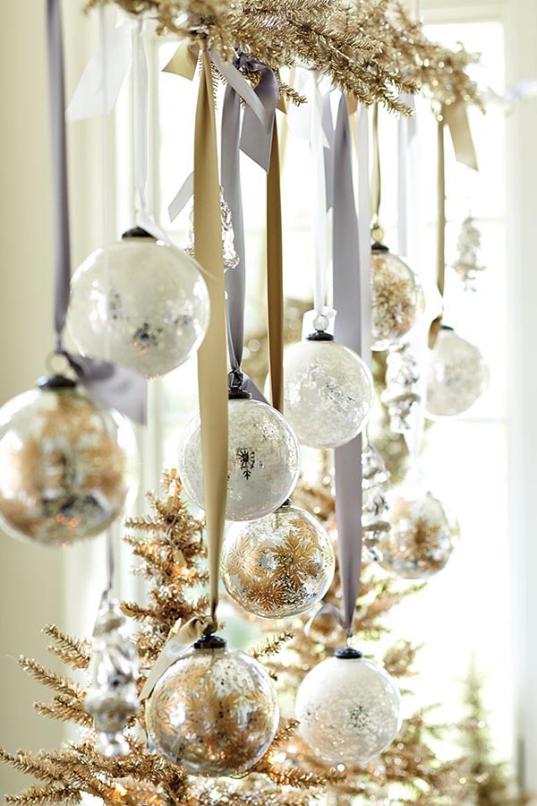 Christmas Tree Ornaments In Gold And Silver