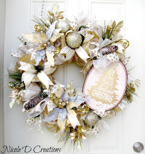 Christmas Wreath In Silver And Gold