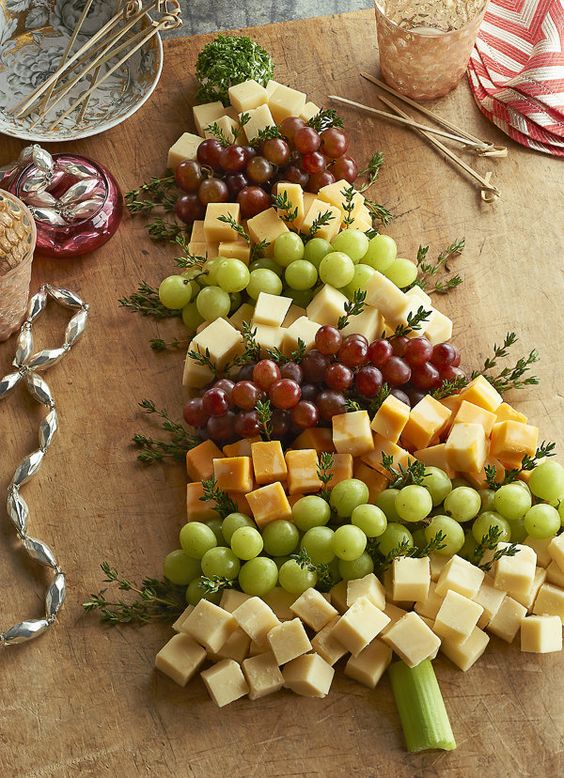 Christmas platter with cheese and berries