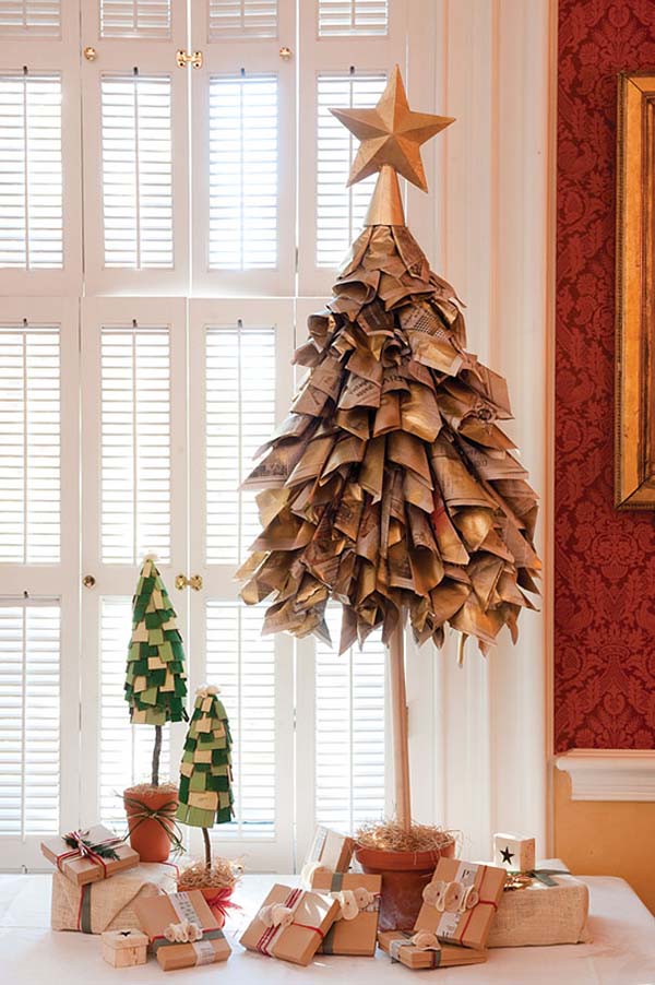 DIY Newspapers Christmas Tree #Christmas #Christmastree #homemade #DIY #Christmasdecor #decorhomeideas