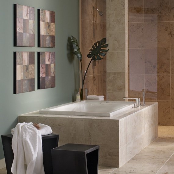 Drop-In Tub With Marble Surround #dropintub #bathtub #tub #ideas #decorhomeideas