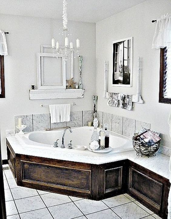 Farmhouse Drop-In Tub Ideas #dropintub #bathtub #tub #ideas #decorhomeideas