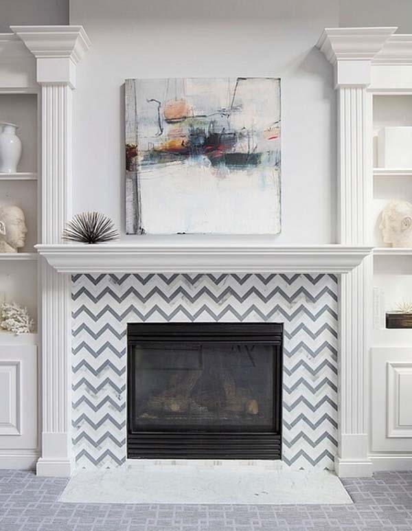 Fireplace Tile Pattern Ideas and Design #fireplace #fireplacedesign #tile #fireplacetile #decorhomeideas