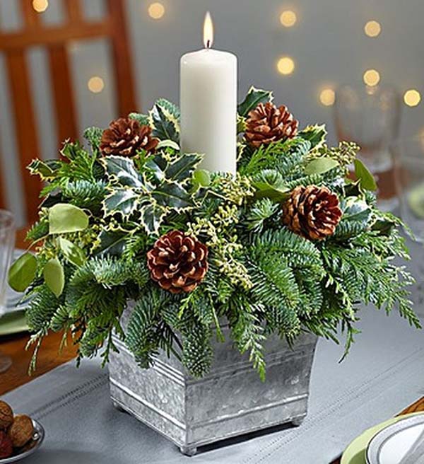 Galvanized Container Candle Centerpiece