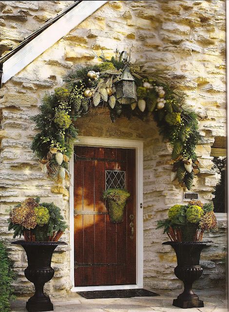 Green Garland Christmas Front Door Decor