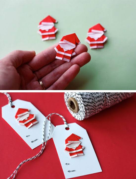 Make Origami Santas for Gift Tags and Ornaments #Christmas #Christmasdecor #budget #diy #decorhomeideas