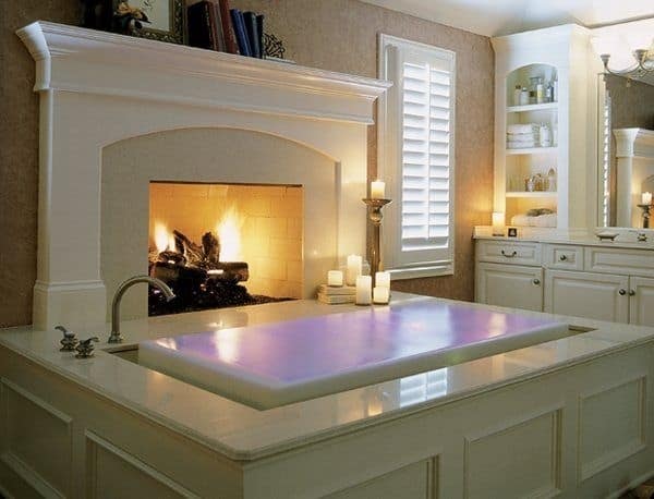 Overflow Bathtub With Fireplace #bathtub #tub #cooltub #bathroom #decorhomeideas