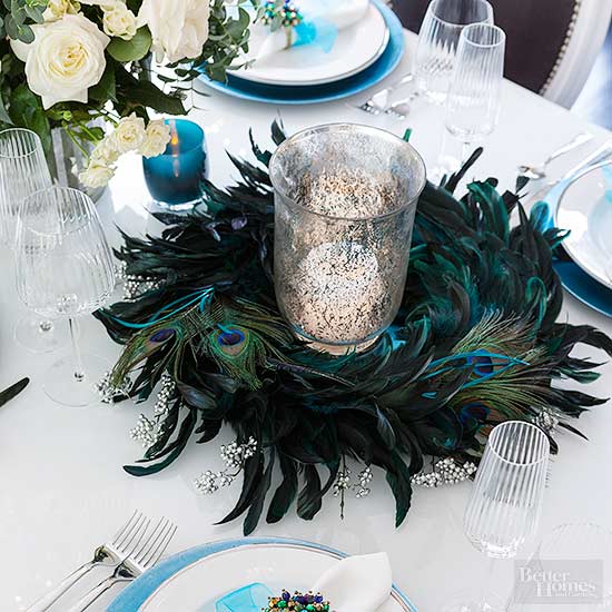 Peacock Christmas Centerpiece