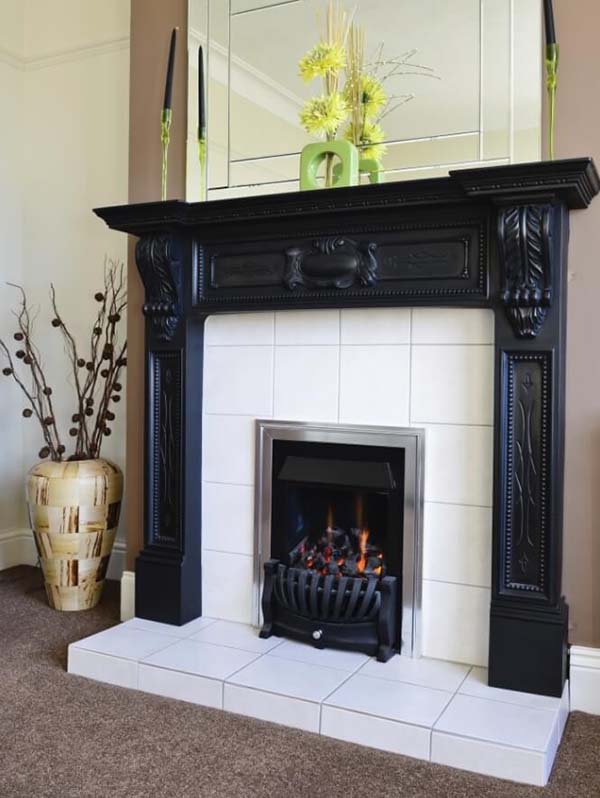 Plain Tiled Fireplace Ideas #fireplace #fireplacedesign #tile #fireplacetile #decorhomeideas