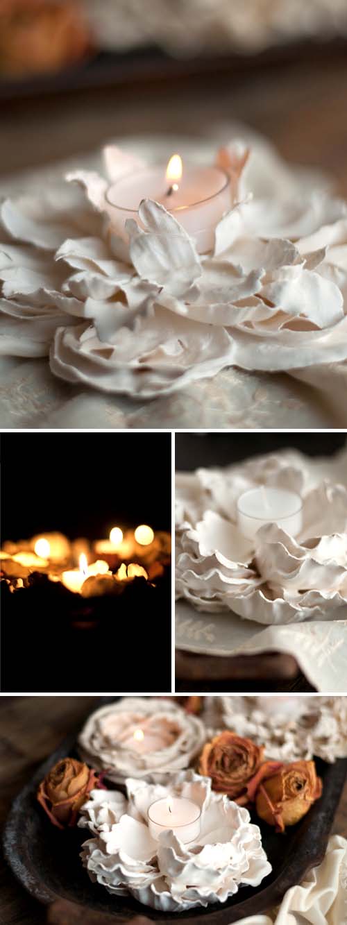 Plaster Flower Votives