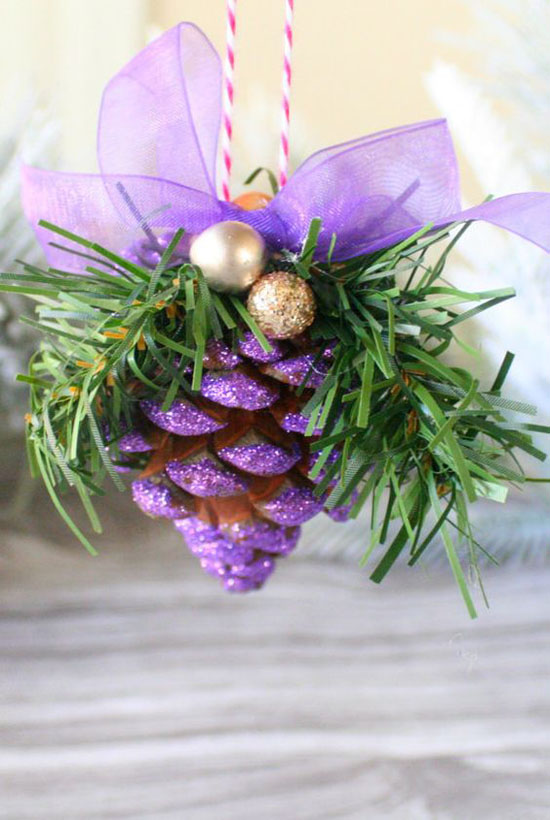 Purple Glitter Christmas Tree Ornament #Christmasdecor #purple #Christmas #decorhomeideas