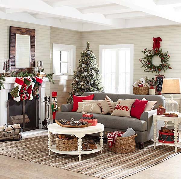 Red Accent Christmas Decor Living Room