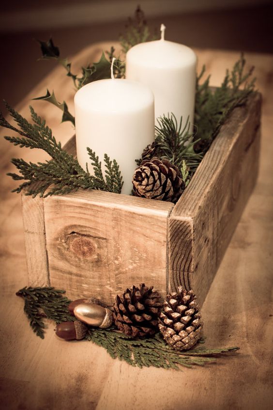 Rustic Container Box Candle Decoration