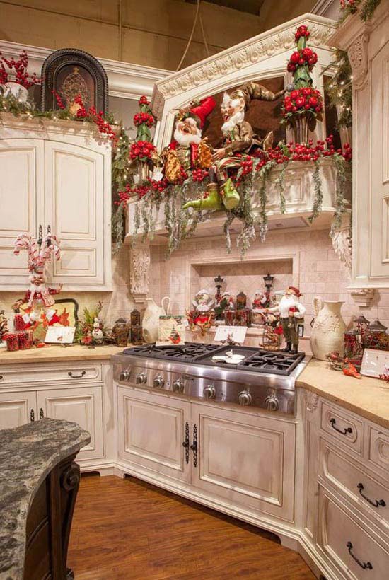 Santa Claus Themed Christmas Kitchen #Christmas #Christmasdecor #kitchen #Christmaskitchen #decorhomeideas