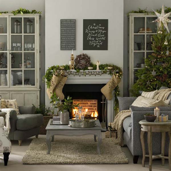 Scandinavian Christmas Decorated Living Room #Christmasdecor #Christmas #livingroom #decorhomeideas