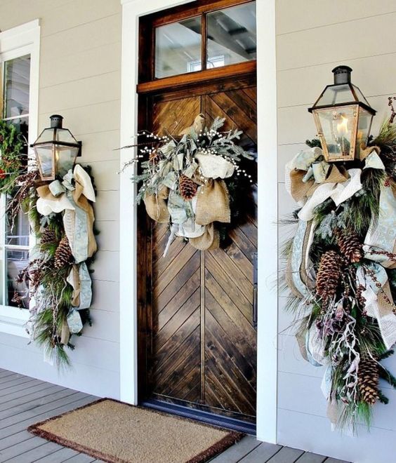 Side Lantern Christmas Front Door Decor