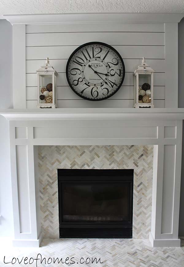 Small tiles fireplace makeover #fireplace #fireplacedesign #tile #fireplacetile #decorhomeideas