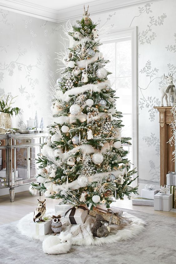 Snow White Christmas Tree #Christmasdecor #Christmas #white #whitechristmas #decorhomeideas