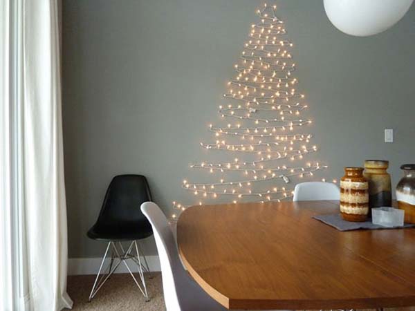 String Lights Christmas Tree #Christmas #Christmastree #homemade #DIY #Christmasdecor #decorhomeideas