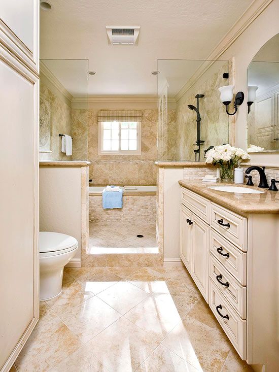 Traditional narrow bathroom design #bathroom #narrow #narrowbathroom #decorhomeideas