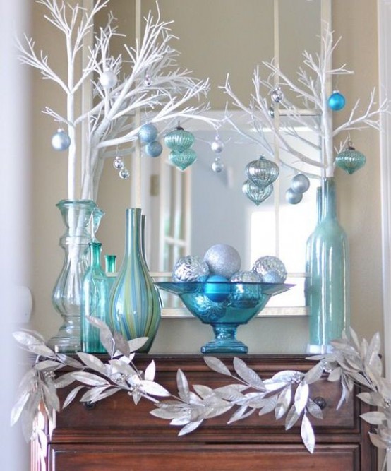 Turquoise Christmas Decoration #Christmas #Christmasdecor #blue #silver #turquoise #decorhomeideas