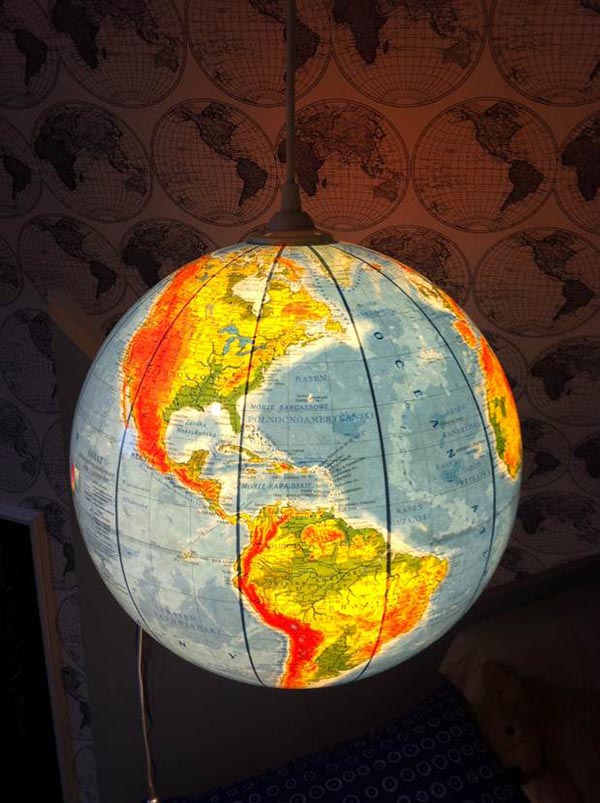 Upcycled Vintage Globe Pendant Light