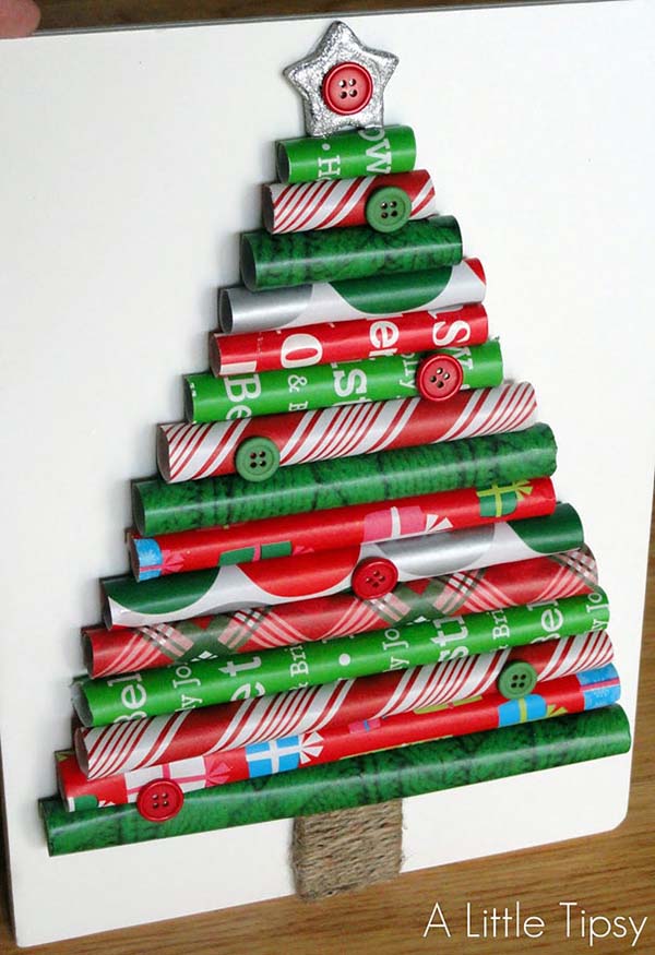 Wrapping Paper Christmas Tree #Christmas #Christmastree #homemade #DIY #Christmasdecor #decorhomeideas