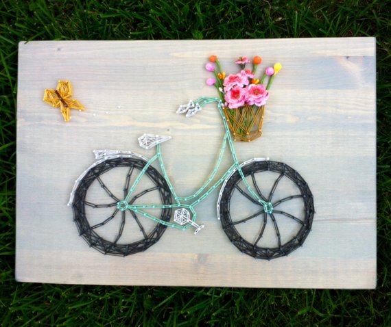 Bicycle String Art #stringart #diy #stringartideas #decorhomeideas