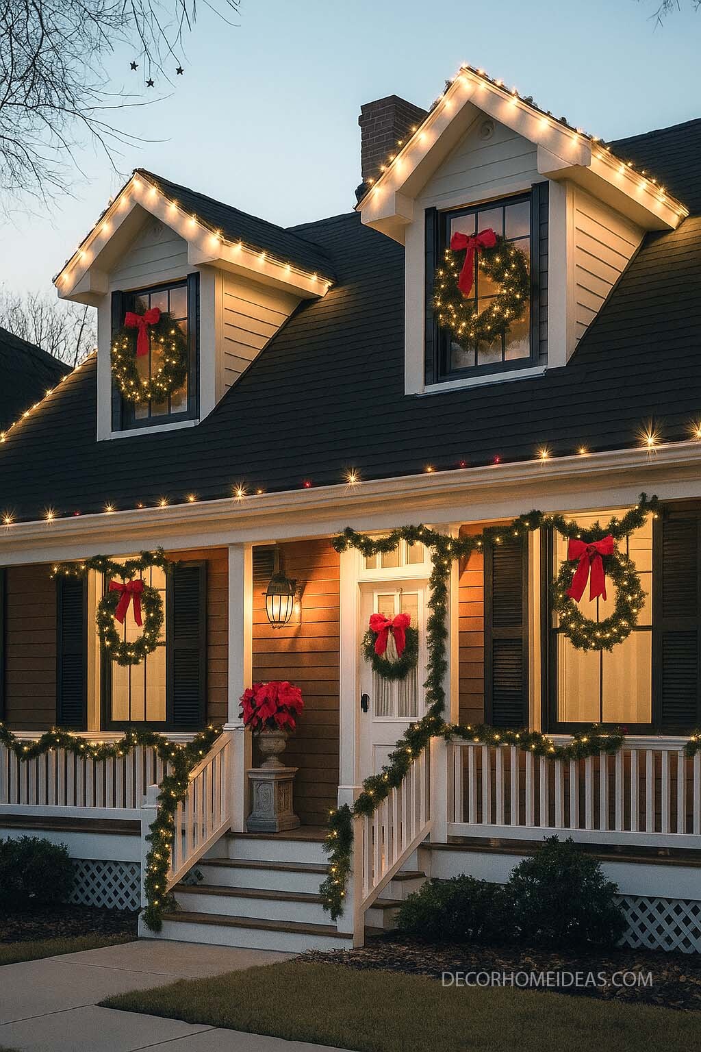 Christmas Porch Decor with Timeless Wreath & Garland Styling