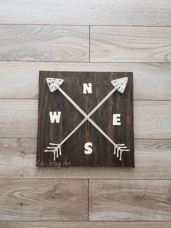 Compass Arrow String Art #stringart #diy #stringartideas #decorhomeideas