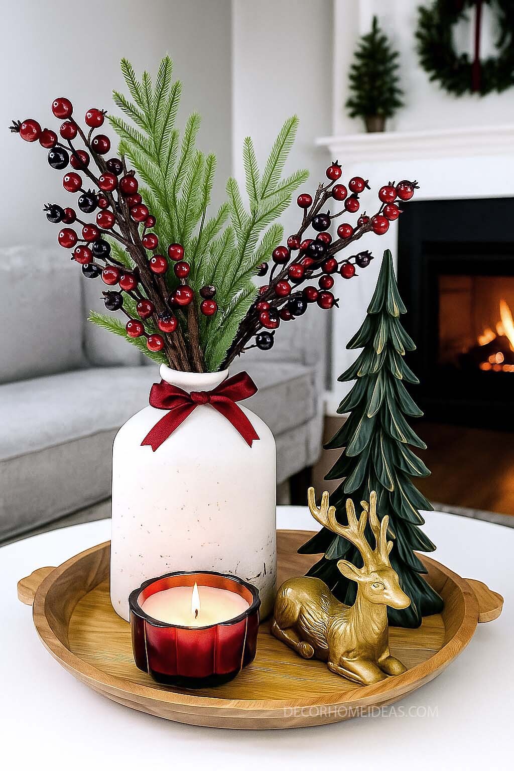Cozy Christmas Coffee Table Decor Idea